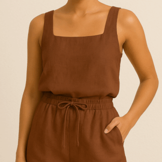 Combinaison en lin - Marron