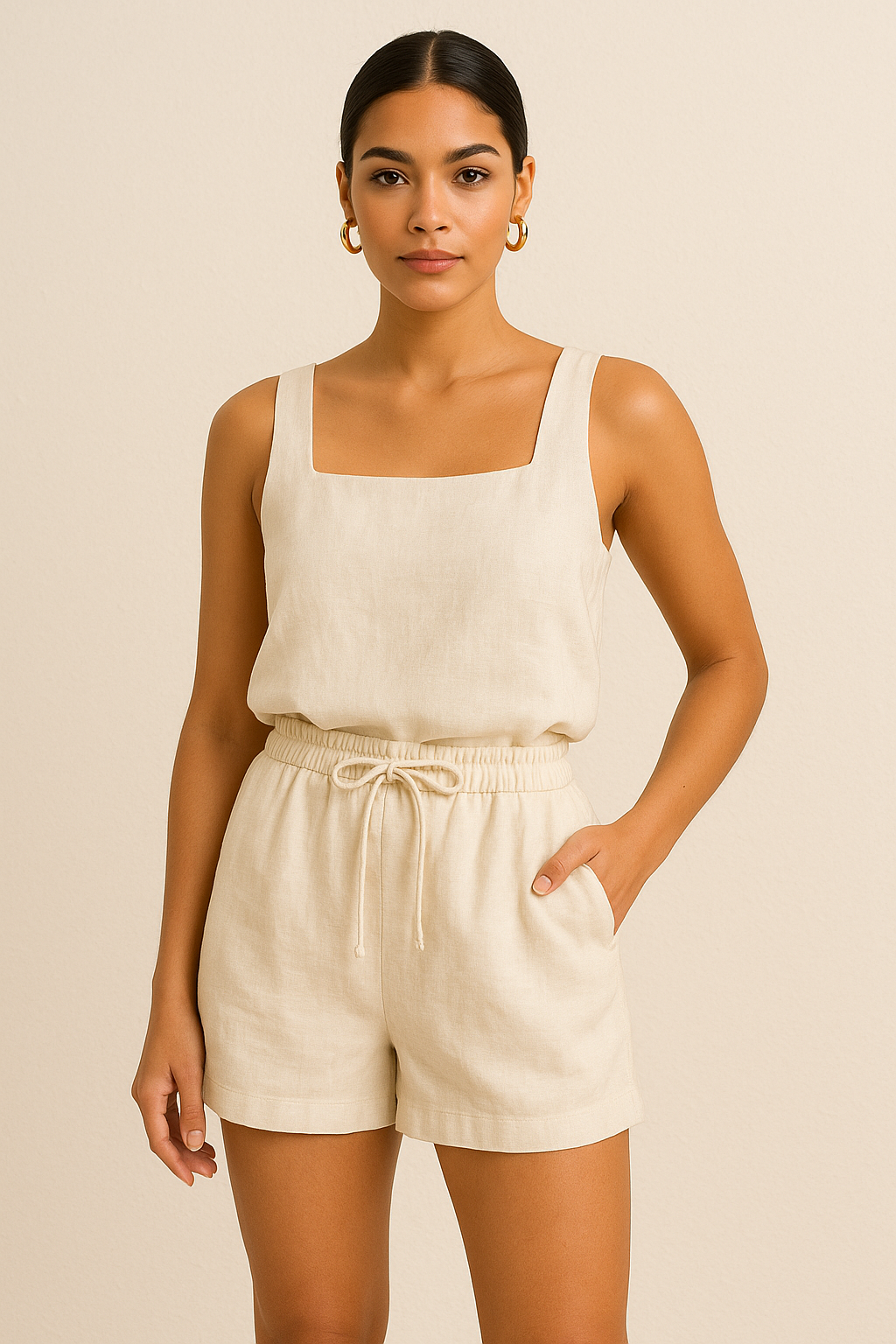 Combinaisson en lin - Crème